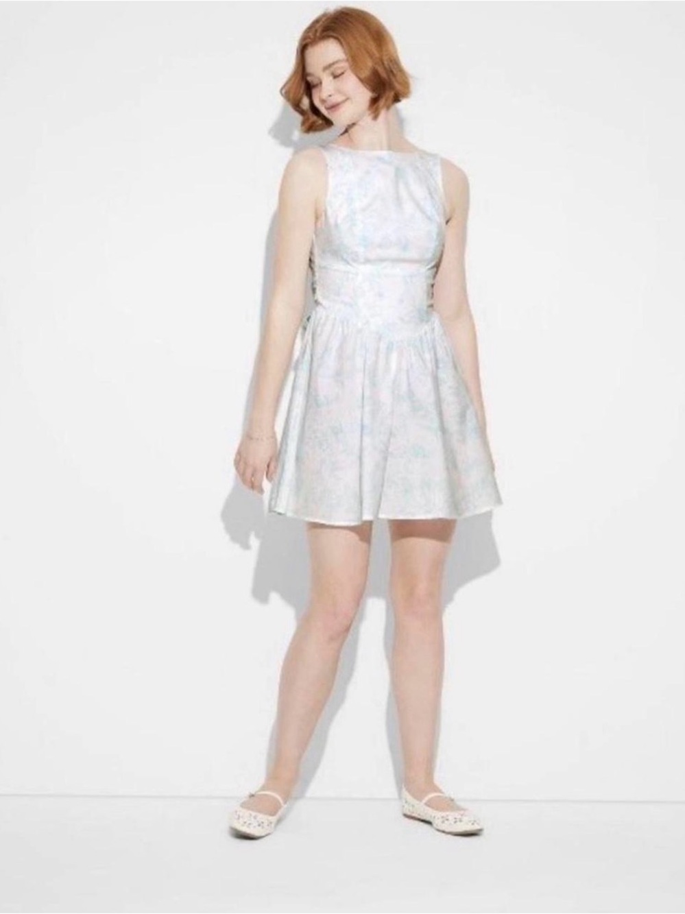 wild fable Light Blue Floral Midi Dress